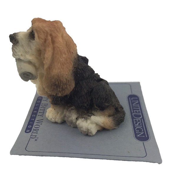 Vtg Itty Bitty World Critters "Basset w/ Newspaper" 1986 Hound Dog Figurine Mini - Picture 4 of 9